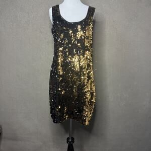 Calvin Klein Black Gold Sequin Cocktail Dress Size 10